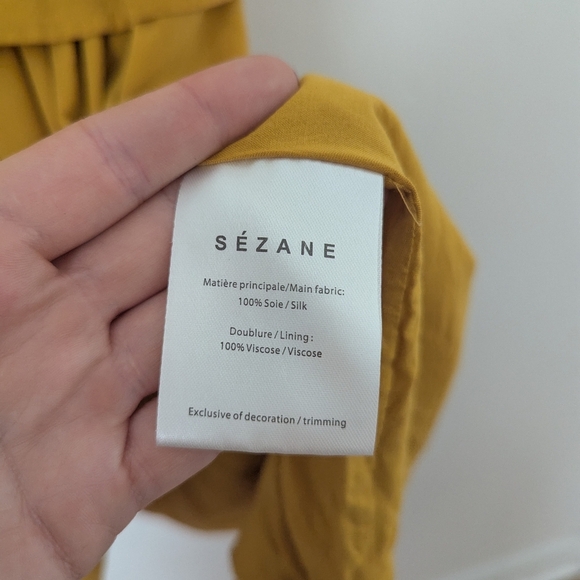 Sezane Mustard Yellow Silk Ashley Tiered Ruffle Layered Tie Strap Mini Dress - Picture 4 of 7